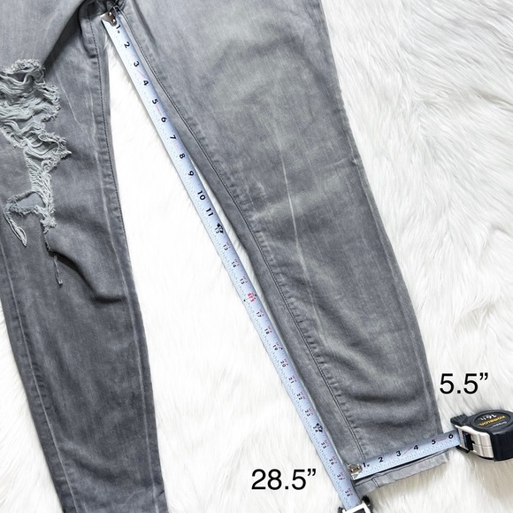 Current/Elliott Destroyed Busted Knee Grunge Moto Gray Skinny Jeans - Picture 14 of 15